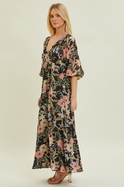 How Does Your Garden Grow Floral Chiffon Maxi Dress