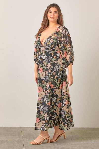 How Does Your Garden Grow Floral Chiffon Maxi Dress