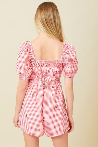 Cherry Picked Gingham Romper