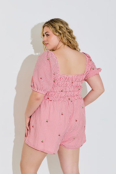 Cherry Picked Gingham Romper