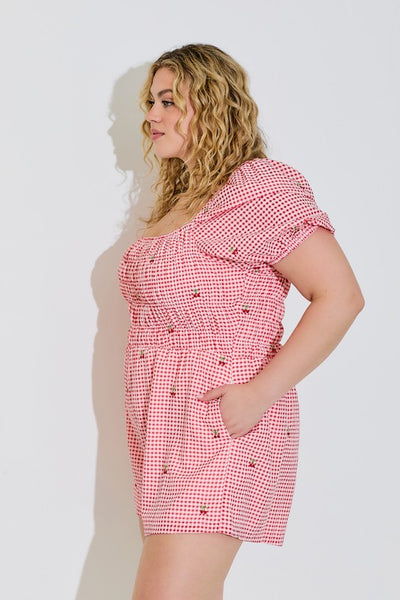 Cherry Picked Gingham Romper