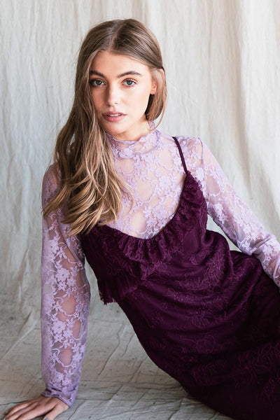 Lavender Haze Floral Mesh Top