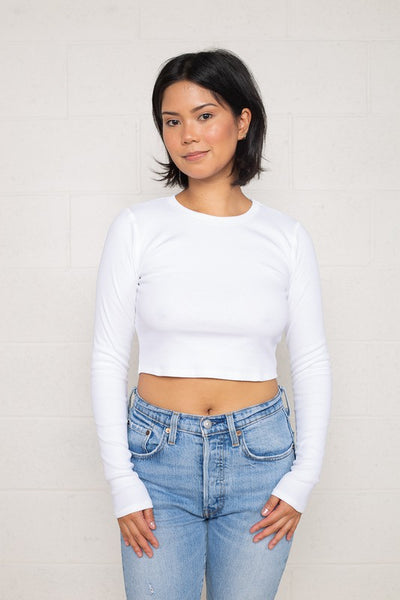 Long-Sleeved Crop Ribbed Top